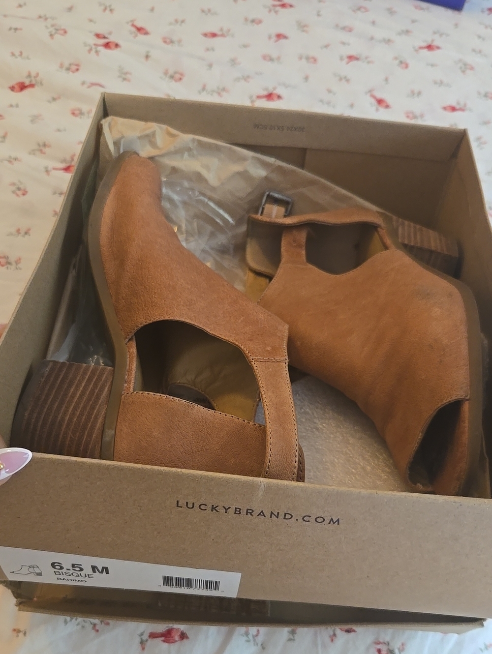 Lucky Brand Chestnut Leather Cutout Ankle Booties